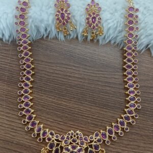 Full ruby Peacock design neck set