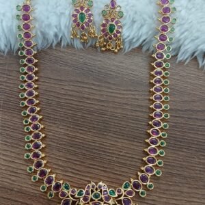 Ruby & Emerald Peacock design neck set