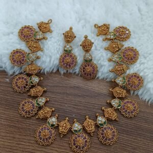 Gold copy antique Lakshmi short neck set