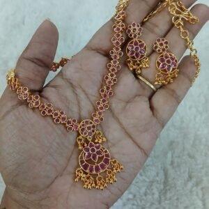 Small chandbaali pattern Micropolish Neckset (FULL PINK)