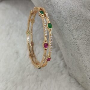 Simple gold copy multi stone bangles