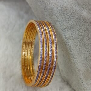 Violet CZ gold copy bangles (SET OF 4)