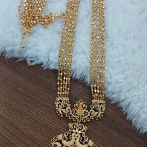 Long Micropolish palakasari raani haaram with Lakshmi pendant