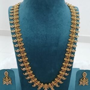 Full Lakshmi nakshi haaram with stone mangoes design