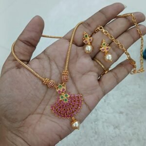 Multi stones leaf pattern neckset with earrings
