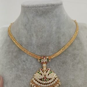 Multi stones Peacock pendant with Naan chain