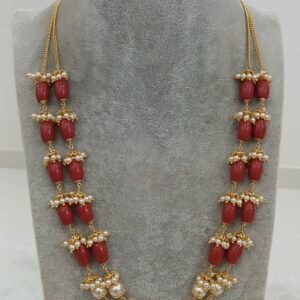 Coral & Swarouski double line chain