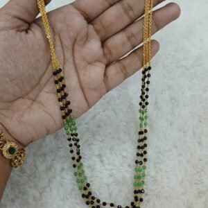 3 lines black with green CZ Micropolish chain