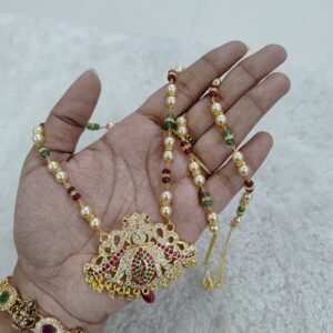 Real beads chain with micropolish stone pendant