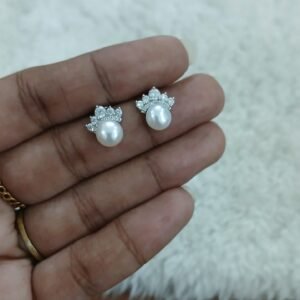 Full white stone with real pearl studs