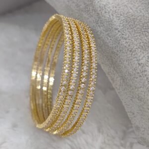White stones with gold side frame(set of 4)