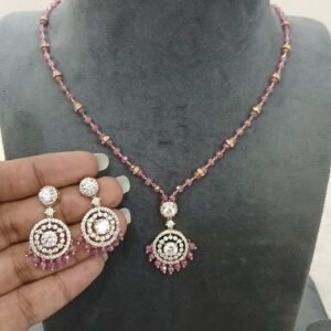 Diamond copy beads chain with pendant and earrings (kattutheega)