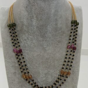 Multi beads with black crystal 3 lines Micropolish chain