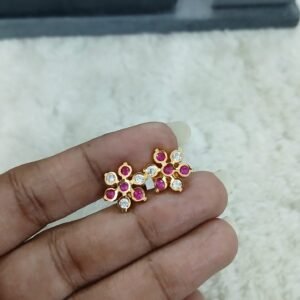 Pink and white stones Micropolish studs