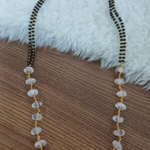 Real pink quartz blackbeads chain