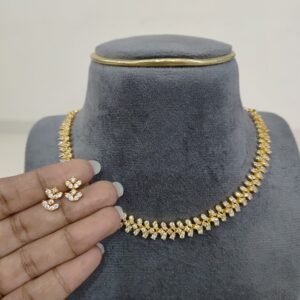Full white stones simple Micropolish neck set