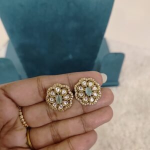 Pastel green Moissanite studs