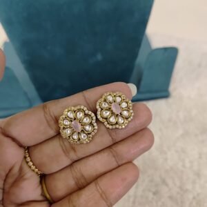 Pastel pink Moissanite studs