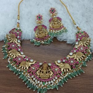 Heavy jadau kundan neck set with elephants