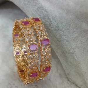 Ruby stone with white stone flowers
