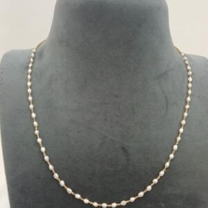 Single line real fresh water pearls with kattutheega (18 inches)
