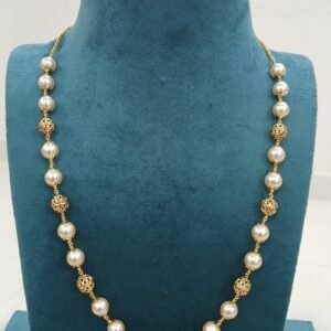 Gold copy single line swarouski  kattutheega chain with nakshi balls