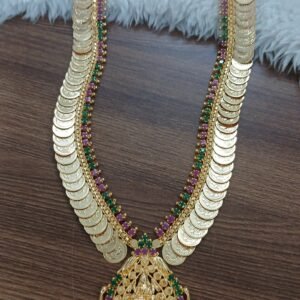 Long kaasu haaram with Lakshmi pendant