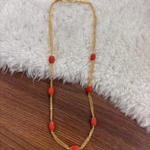 Simple pumpkin real coral kattutheega with chandraharam chain