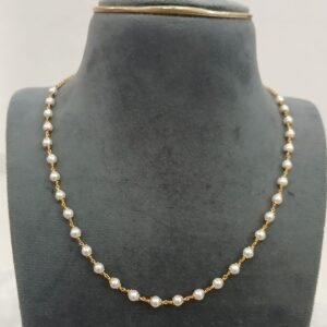 4 mm Real fresh water pearls chain with Micropolish (17 inches)