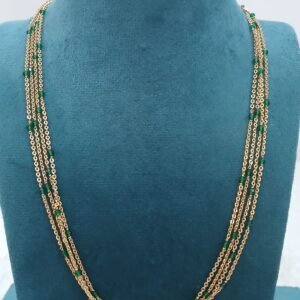 Green manulu 4 lines chandrahaaram with kattutheega (22 inches)