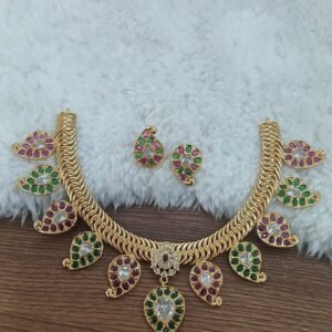 Multi stone mango neck set