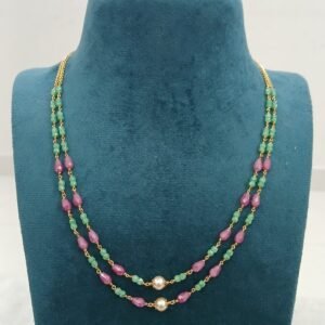 Light green and pink CZ double line Micropolish chain