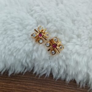 Pink stone gold copy Micropolish studs