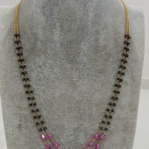Black diamonds with pink CZ double line Micropolish chain