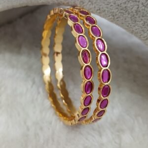 Oval Full ruby stone bangles