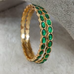 Oval Full Emerald stone bangles
