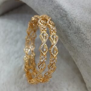 Diamond shape white stone bangles