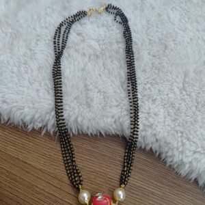 Kundhan coral with blackbeads