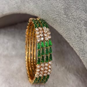 Green glasscut bangles (set of 4)