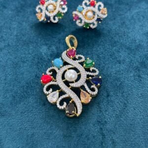 Oval shape diamond copy pendant and earrings set