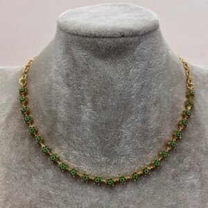 Micropolish simple green stones flower chain