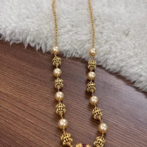 Red stone nakshi ball chain with swarouski (18 inches)