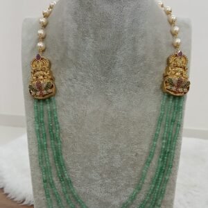 26 inches Micropolish lakshmi pendants with green onyx and swarouski