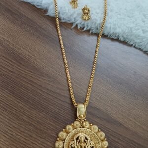 Antique chain with lakshmi pendant and earrings 20 inches