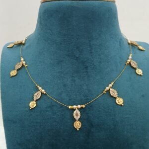 Small Micropolish white stones Lakshmi kaasu invisible chain (16 inches)