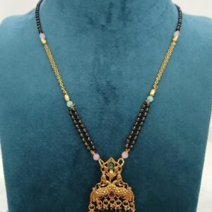 Antique Peacock pendant with 17 inches blackbeads