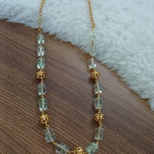 18 inches green glass beads chain