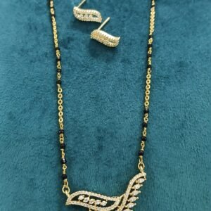 Diamond copy pendant and earrings with simple black spinels chain