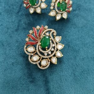 Diamond copy with mossanaite stones pendant and earrings