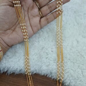 22 inches gold copy Micropolish 4 lines real swarouski with chandrahaaram chain
